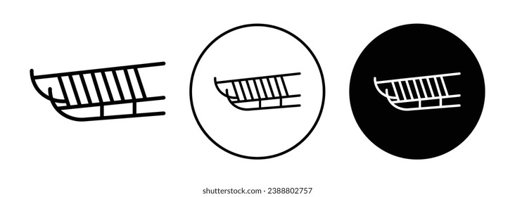 Sled icon set. Santa sleigh vector symbol in black filled and outlined style.