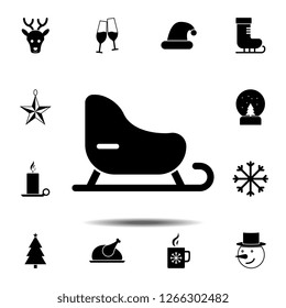 Sled icon. Simple glyph vector element of Christmas, New Year and holidays icons set for UI and UX, website or mobile application
