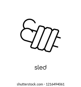 sled icon. Trendy modern flat linear vector sled icon on white background from thin line collection, outline vector illustration