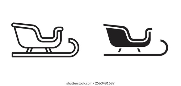 Sled icons in outline and fill. vector illustration for ui.