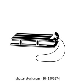 Sled isolated black stencil on white background, black and white vector illustration, logo, icon, clipart, design, decoration, clipping