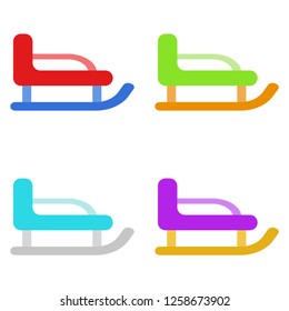 Sled. Multi-colored sled. A set of children's sleds. Winter. Vector illustration EPS 10.