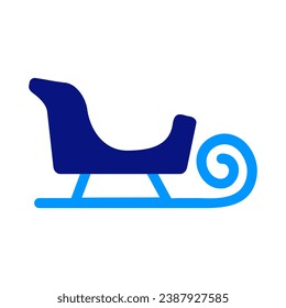 A Sled, New year's Santa Sleigh to ride down the mountain, Merry Christmas elements, Sledging, Slide on the snow in winter. Active winter holidays characters.