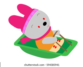 The sled play of the rabbit.