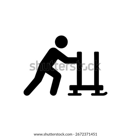 Sled Push Exercise Icon Isolated On White Background