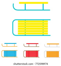 Sled to ride. Different colors, vector image on a transparent background