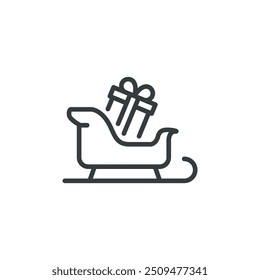 Sled santa christmas sleigh icon, vector illustration