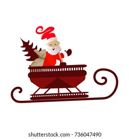 sled santa claus. santa in a sleigh. illustration