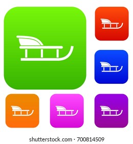 Sled set icon in different colors isolated vector illustration. Premium collection
