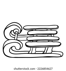 sled sketch. Line art illustration of a sled
