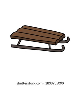 sled, sleigh doodle icon, vector color illustration