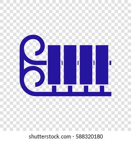 Sled or Sleigh icon. Vector. Blue icon on transparent background.