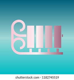 Sled or Sleigh icon. Vector. Pink bronze gradient icon at turquoise gradient background.