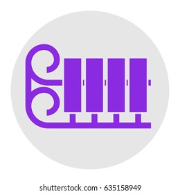 Sled or Sleigh icon. Vector. Violet flat icon on light gray circle at white background. Isolated.