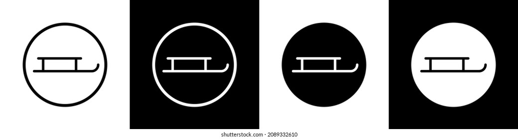 Sled. Sleigh icons set. Winter fun for children. Vector illustration.