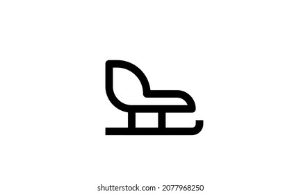 Sled Vector black cristmas icon on white background