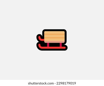 Sled vector icon. Emoji illustration. Isolated sleigh, sled vector emoticon