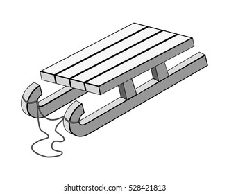 sled, wooden sledge silhouette, outline vector symbol icon design. Beautiful illustration isolated on white background
