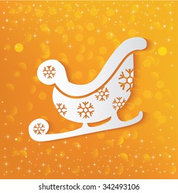 Sledding on yellow background,vector