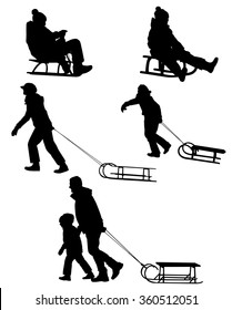 sledding silhouettes 