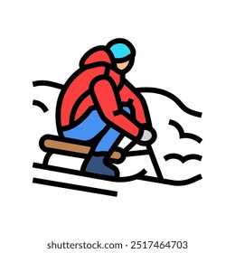 sledding winter color icon vector. sledding winter sign. isolated symbol illustration