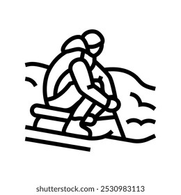 sledding winter line icon vector. sledding winter sign. isolated contour symbol black illustration