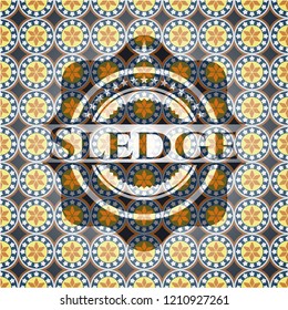 Sledge arabic badge background. Arabesque decoration.