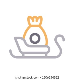 sledge colour line vector icon