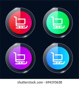 Sledge four color glass button ui ux icon. Glossy app icon logo vector