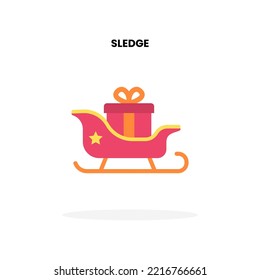 Sledge with gift box flat icon. Vector illustration on white background. Can used for digital product, presentation, UI and many more.