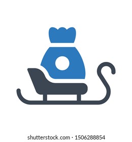 sledge glyph colour vector icon