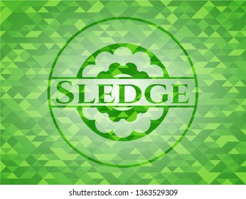 Sledge green emblem with mosaic background