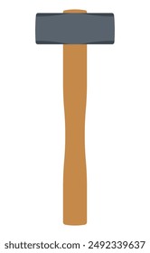 Sledge hammer. Construction, building, carpentry tool. Minimalistic illustration of instrument. Clean and simple style. Vector, simplified, isolated.