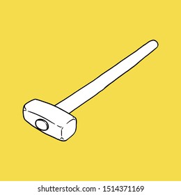 Sledge Hammer Icon, Construction Concept, Sketch and Vintage style. - Vector