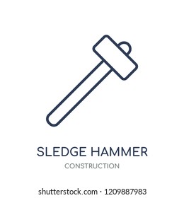 Sledge hammer icon. Sledge hammer linear symbol design from Construction collection. Simple outline element vector illustration on white background.