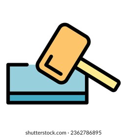 Sledge hammer icon outline vector. Home construction. House holding color flat
