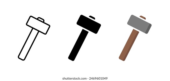 Sledge hammer icon. Hammer tool vector icons. Blacksmith instrument hummer signs. Vector