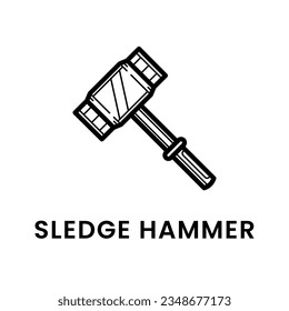 Sledge hammer line art icon design vector