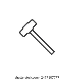 Sledge hammer line icon. linear style sign for mobile concept and web design. Sledgehammer tool outline vector icon. Symbol, logo illustration. Vector graphics