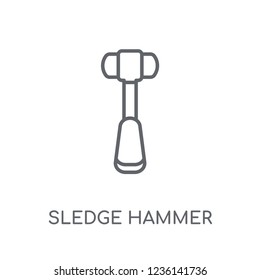 Sledge hammer linear icon. Modern outline Sledge hammer logo concept on white background from Construction collection. Suitable for use on web apps, mobile apps and print media.