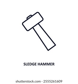 sledge hammer outline icon.  Thin line icon from construction tools collection. Editable vector isolated on white background