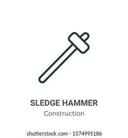 Sledge hammer outline vector icon. Thin line black sledge hammer icon, flat vector simple element illustration from editable construction concept isolated on white background