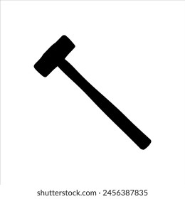 Sledge hammer silhouette isolated on white background. Sledge hammer icon vector illustration.