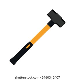 Sledge Hammer Tool for Construction Work, Flat Vector Illustration Design