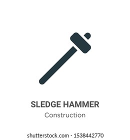 Sledge Hammer Vector Icon On White Background. Flat Vector Sledge Hammer Icon Symbol Sign From Modern Construction Collection For Mobile Concept And Web Apps Design.