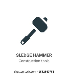 Sledge Hammer Vector Icon On White Background. Flat Vector Sledge Hammer Icon Symbol Sign From Modern Construction Collection For Mobile Concept And Web Apps Design.