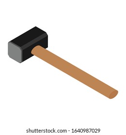 Sledge hammer vector. Hammer with wooden handle.  Hammer icon. Working tools