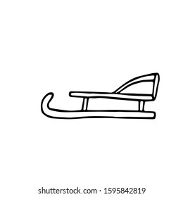 sledge hand drawn with scandinavian style. winter activity, skiing, snow, fun, childish.