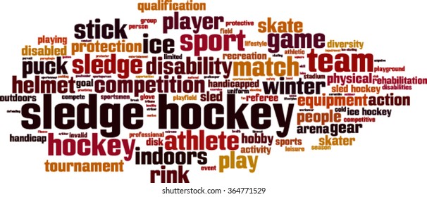 Sledge hockey word cloud concept. Vector illustration