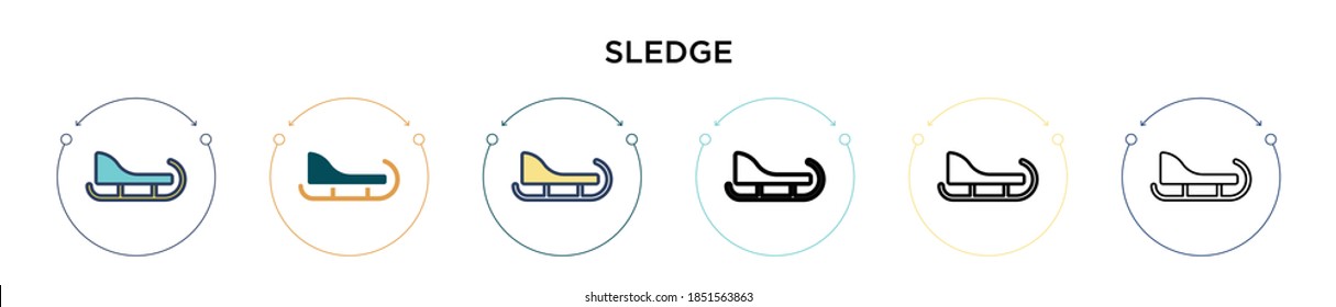 Sledge icon in filled, thin line, outline and stroke style. Vector illustration of two colored and black sledge vector icons designs can be used for mobile, ui, web
